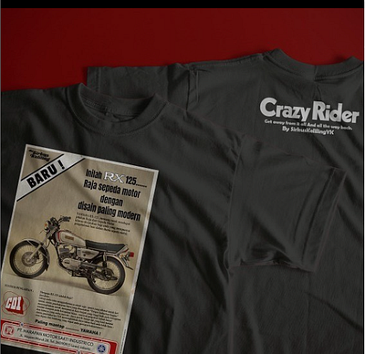 Tshirt - Yamaha RX 125 Crazy Rich branding graphic design logo