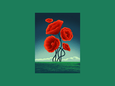 Giant Flowers. study digital art fantasy flower giant giant object graphicdesign illustration landscape popart poppy red sketch sky surreal