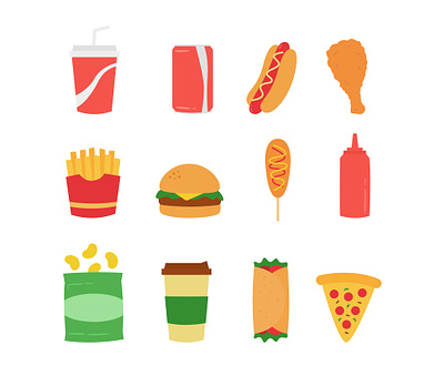 Fast food vector illustration set design