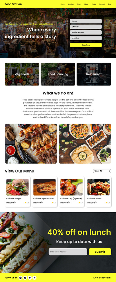 Foodstation Webpage design design designwebpage figma foodstationwebpage foodwebpage learningeveryday supportme ui uidesigner uiux uiuxdesign uiuxdesigner ux uxdesigner webdesign webpage webpagedesign