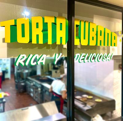 Torta Cubana - Hand Painted Window for El Gallo Giro design environmental design hand painted lettering sign graphics sign painter sign painting