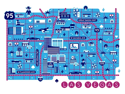 Las Vegas Map editorial illustration las vegas magazine map