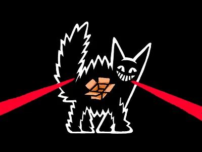 Cat and laser and box black cat cat design doodle drawing graphic illustration kucing malaysian