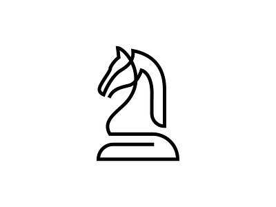 Horse Chess Piece branding chess elegant horse jewelry knights line logo monoline