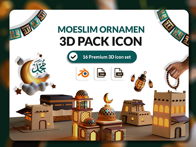 Moeslim Ornamen 3D pack 3d design icon pack ui uiux