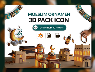 Moeslim Ornamen 3D pack 3d design icon pack ui uiux