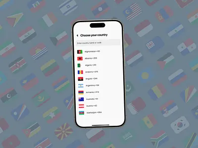 Country dropdown menu - Daily UI Challange #20 app bestshot branding category challange country country code creative design dropdown figma graphic design ios list malewicz menu mobile ui user interface ux