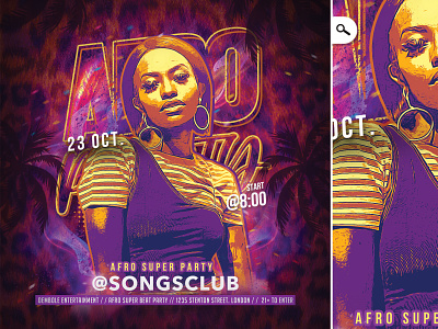 Afro Party Flyer african club dj event flyer mix music night night out party print themed tropical