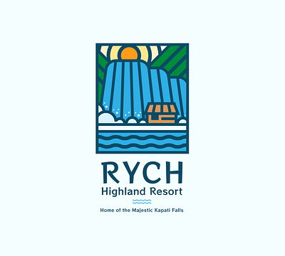 RYCH Highland Resort Logo art blue branding design graphic design illustration logo vector waterfalls