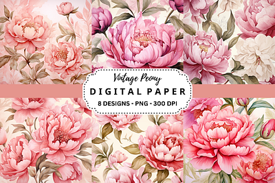 Watercolor Vintage Peony Background tumbler wrap