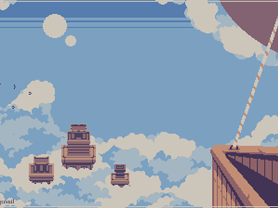 Flying above the clouds 16bit 8bit airhip airships chill chillart chillcolors cloudart clouds environment design gameart illustration minimalistart minimalistic pixel art pixelart retro retroart sky skyart