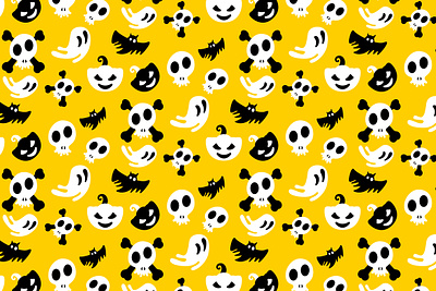Halloween Seamless Pattern bat ghost hallooween pattern pumpkin seamless yellow