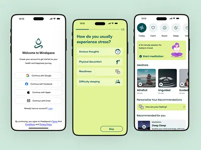 MindSpace - Meditation & Mindfulness Application app design illustration interaction design motion graphics ui ui ux ux