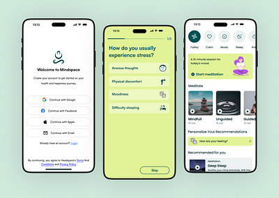 MindSpace - Meditation & Mindfulness Application app design illustration interaction design motion graphics ui ui ux ux