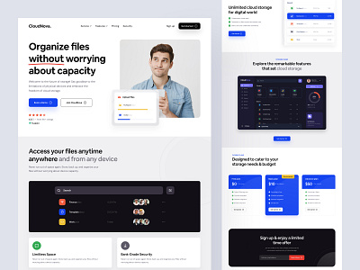 SaaS Landing Page - CloudNova clean cloud color discover fintech interface landing page minimal mobile app product design productivity saas service storage ui design uiux uiux design ux design web design website