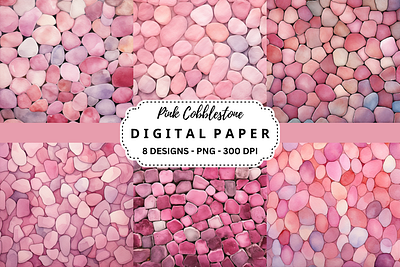 Pink Cobblestone Digital Paper tumbler wrap