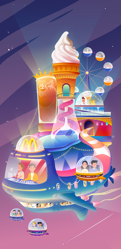 McDonald's Spaceship animation background game illustration