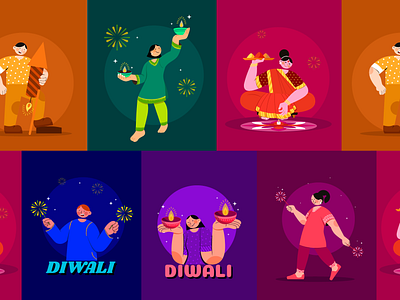 Diwali 🪔 illustrations adobe illustrator character design digital art diwali illustration festival flat vector illustration illustration for sell vector vector illustration