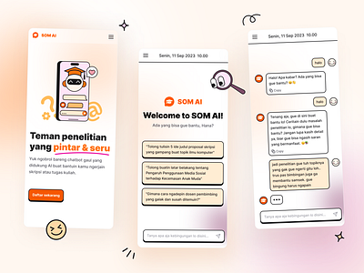 AI Chatbot for Student (SOM AI) Mobile ai application branding brutalism chat chatbot design fun illustration mobile playful student ui user interface website