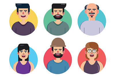 Geometric user avatar flat cartoon style geometric illustration