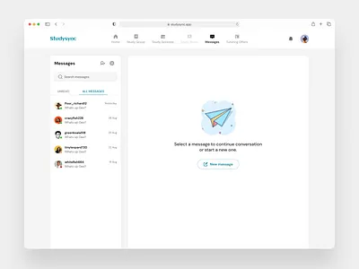 Studysync- Direct Message Interface app design branding design product design ui uiux web design
