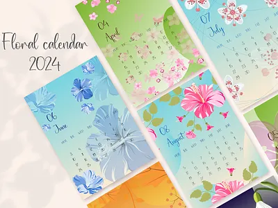 Floral calendar 2024 2024 calendar calendar 2024 calendar2024 design floral flower flowers happy new year illustration new year new year calendar 2024 newyear newyearcalendar2024 planner seasons vector vector art