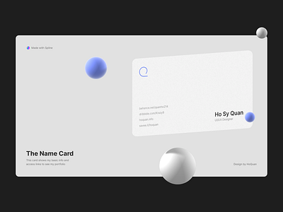 The Name Card 3d design spline ui