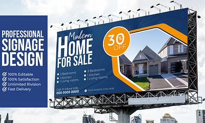 Signage design abstract billboard design file home house layout modern real estate rollup signage template trend vector yard sign