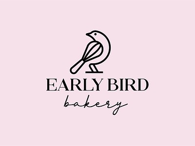 early bird bakery baking bird bread cake cute early bird line art logo modern simple