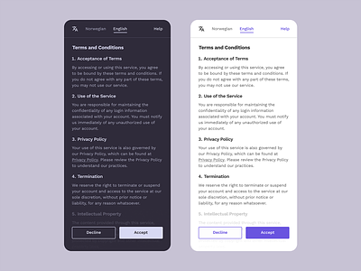 Terms and Conditions dailyui dailyuichallenge dark mode light mode terms and conditions ui design user consent