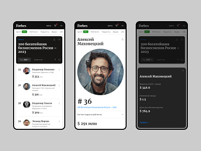 Forbes Russia – UI/UX forbes mobile rating ui ux