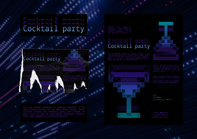 Cocktail party. Cyberpunk style cocktail party cyberpunk darkmodedesign design graphic design illustration invitation card logo party style ui ux
