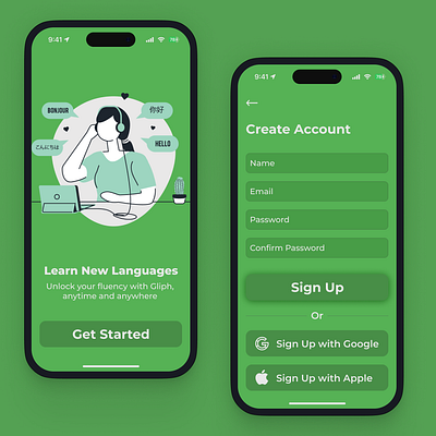 Language Learning Sign Up Page app dailyui design graphic design mobile ui