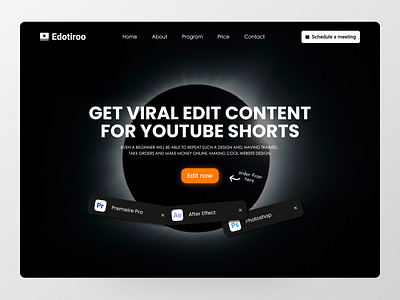 Youtube content creator landing page hero section black dark dark theme figma landing page ui ux youtube