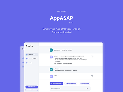 AppASAP: App Creation Using Conversational AI ai chat desktop form ui uiux ux web