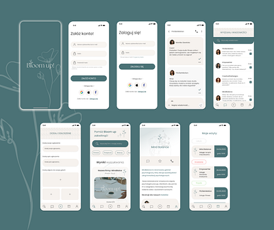 Bloom up! - APLIKACJA DLA KOBIET :) app brand branding figma identyfikacja wizualna kompontenty persona ui ux warianty