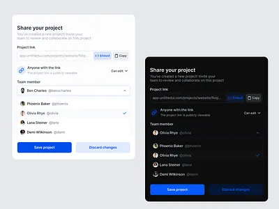 Share Project: Light & Dark Module module saas ui ui design