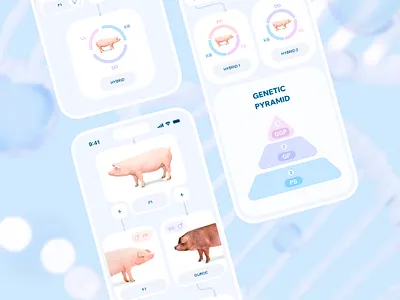 DNA-Selection app b2b blue business clean data design dna genetic ios minimal mobile molecule phone pig ui ux white