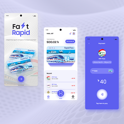 Fast Rapid app payment transportfare ui uiux virtual pass