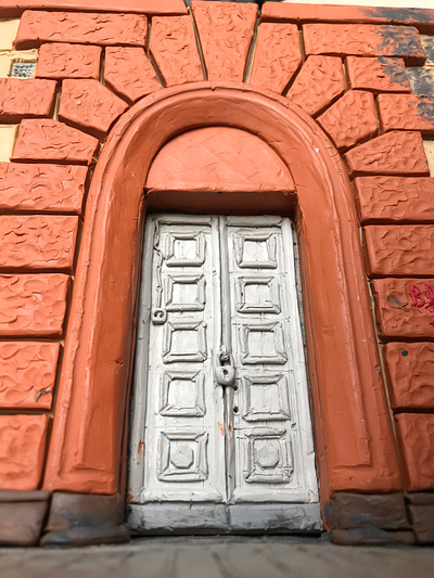 Front Door 3, plasticine, cardboard, 17,5x11,5x18,5 cm 3d clay installation miniature plasticine plasticineart
