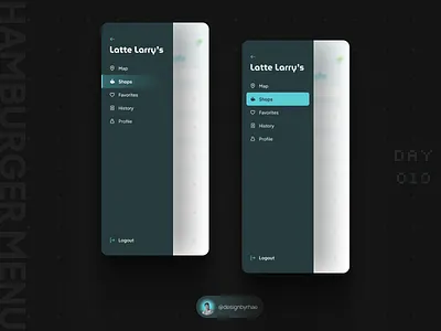 Hamburger Menu app design cafe app cafe app design components daily ui design figma hamburger menu interface design product design ui ui components ui design