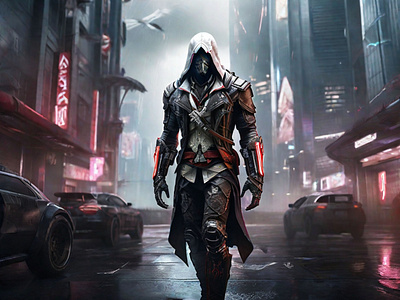 Ezio Auditore : Cyberpunk Edition 3d ai design designinnovation illustration leonardo ai stable diffusion