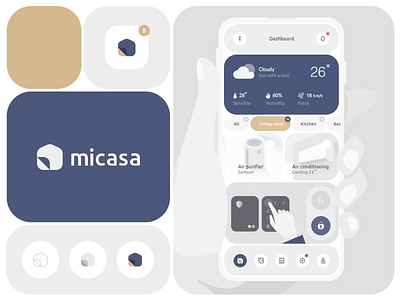 Mobile application logo for smart home control"casa" app branding design flat graphic design home icon illustration logo simple smart ui ux