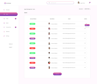 Coinbase User Page UI Design Use Figma And Adobe XD graphic design ui ui design uiux ux design