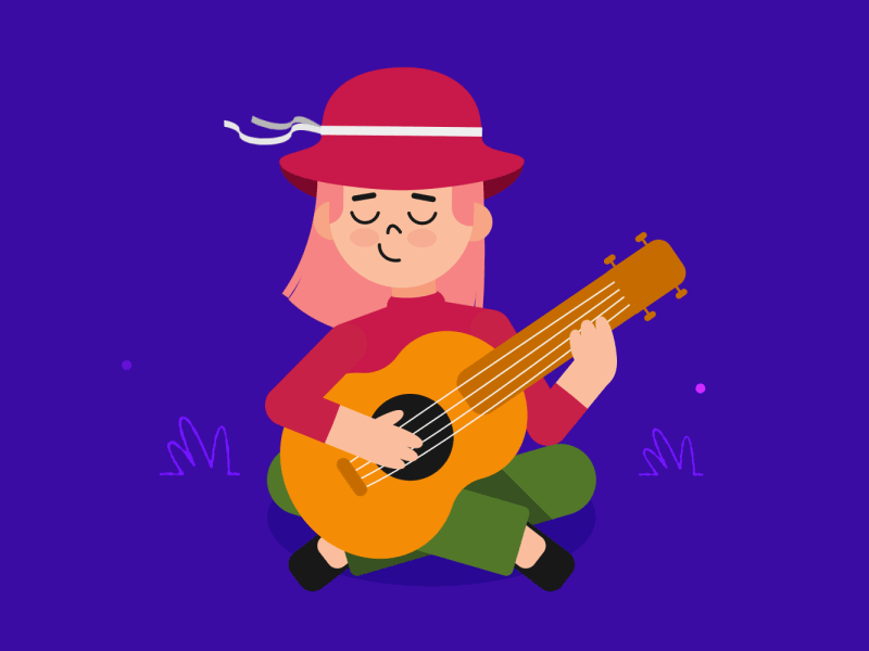 Girl playing the guitar 2d animation character character animation girl guitar music playing playing the guitar