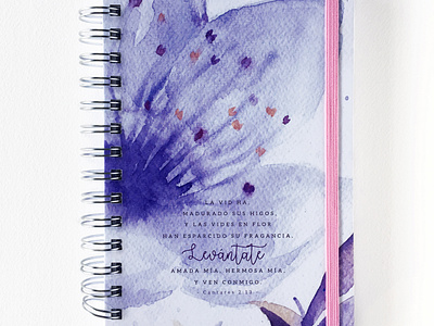 Cuaderno de notas, tapas hechas en acuarela a mano. acuarela cantares christianart christiandesign ciruelo cuaderno design flower jesus jesusart morado notebook paint watercolor