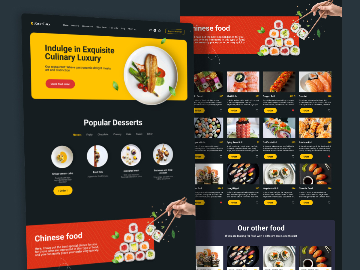 Luxury Restaurant Landing Page copy trading graphic design