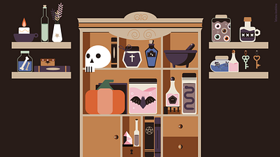 Magic Cupboard affinity designer book craft illustration magic potions pumpkin scull storytelling witch