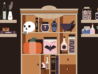 Magic Cupboard affinity designer book craft illustration magic potions pumpkin scull storytelling witch