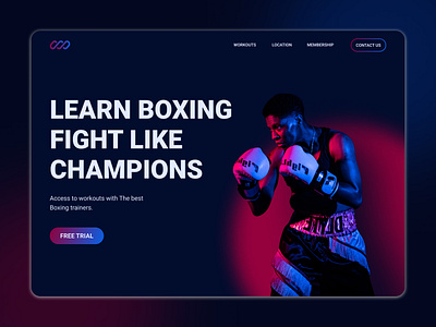 Boxing Event Landing Page box boxing desktop event exercise figma gradient homepage landing page minimalism page sport trainer training ui ux web webdesign